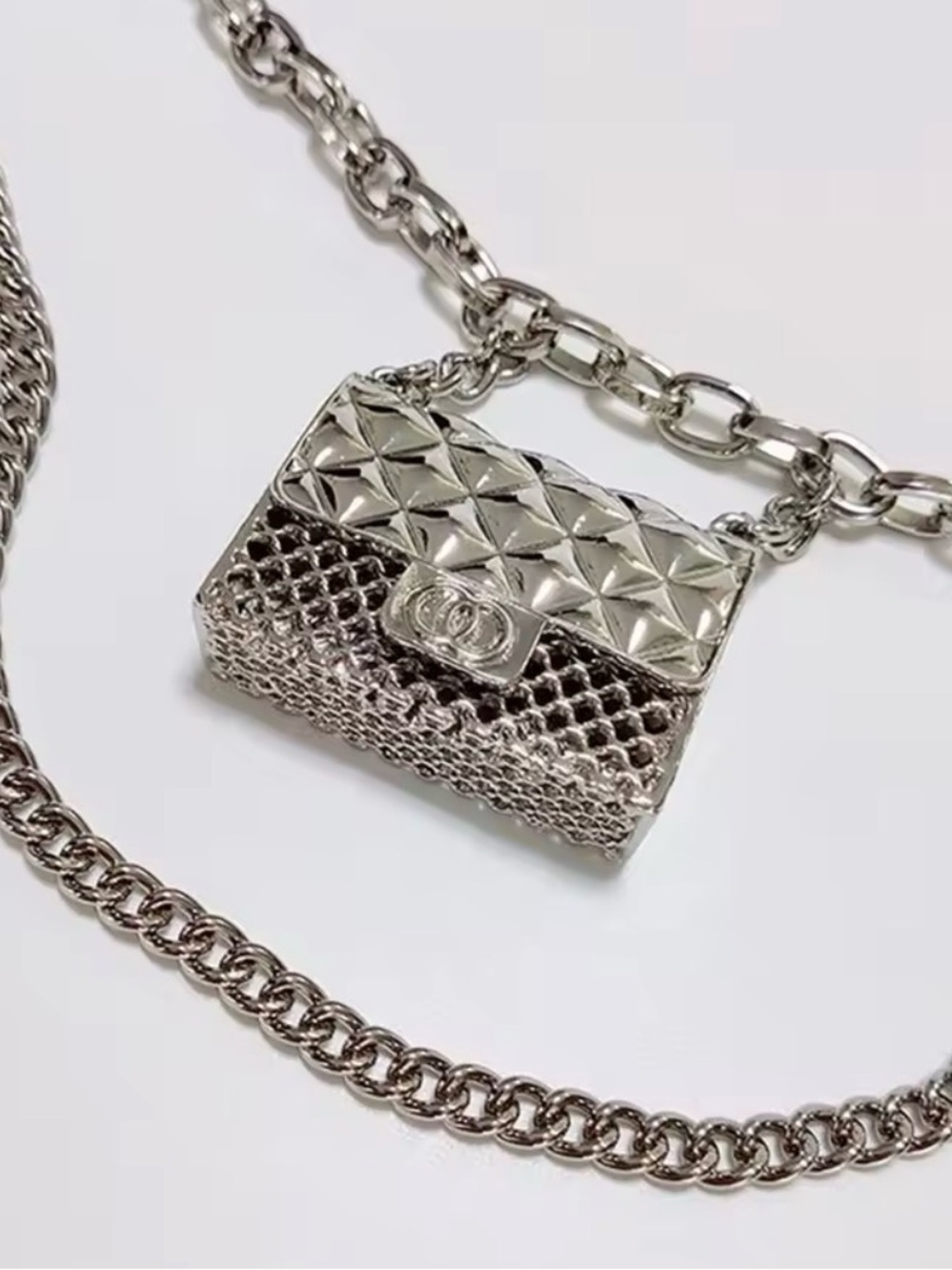 Silver Color Chain Belt. Adjustable Long Band Mini Packet. - Picture 4 of 5
